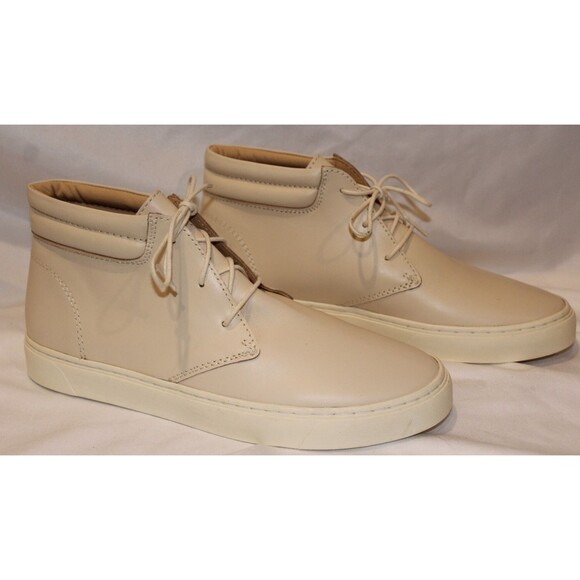 NISOLO MEN'S EVERYDAY HIGH TOP LEATHER BONE SNEAKERS SZ 9 NWOB $170 - Picture 4 of 9